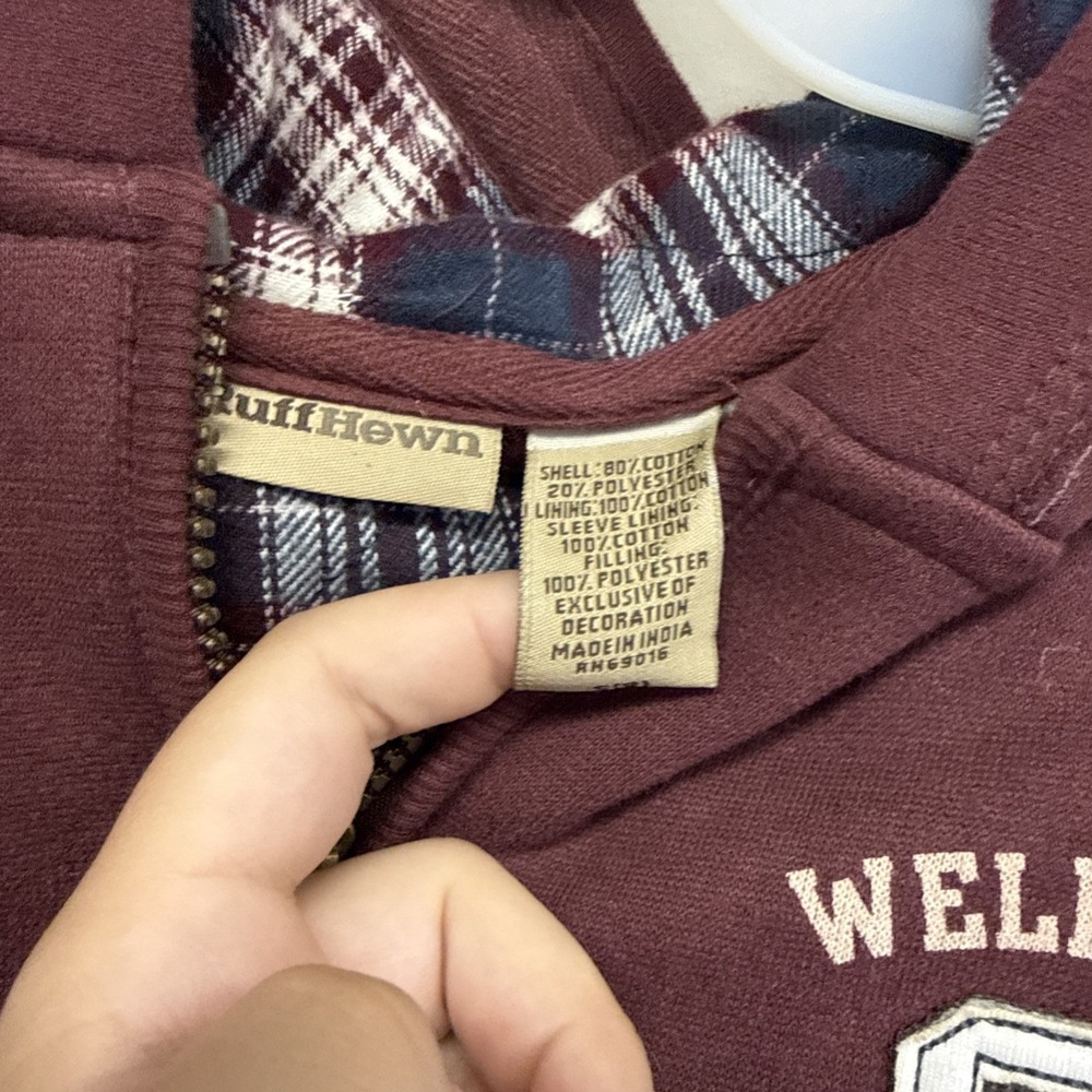 Ruff Hewn Hoodie Boys S (8) Maroon Blanket Lined Long Sleeve Full Zip NWT 2009 - Picture 4 of 5